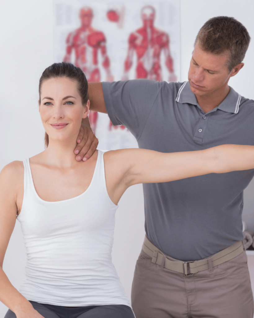 Fulham chiropractor adjusting the neck of a a patient at Battersea and Chelsea chiropractic