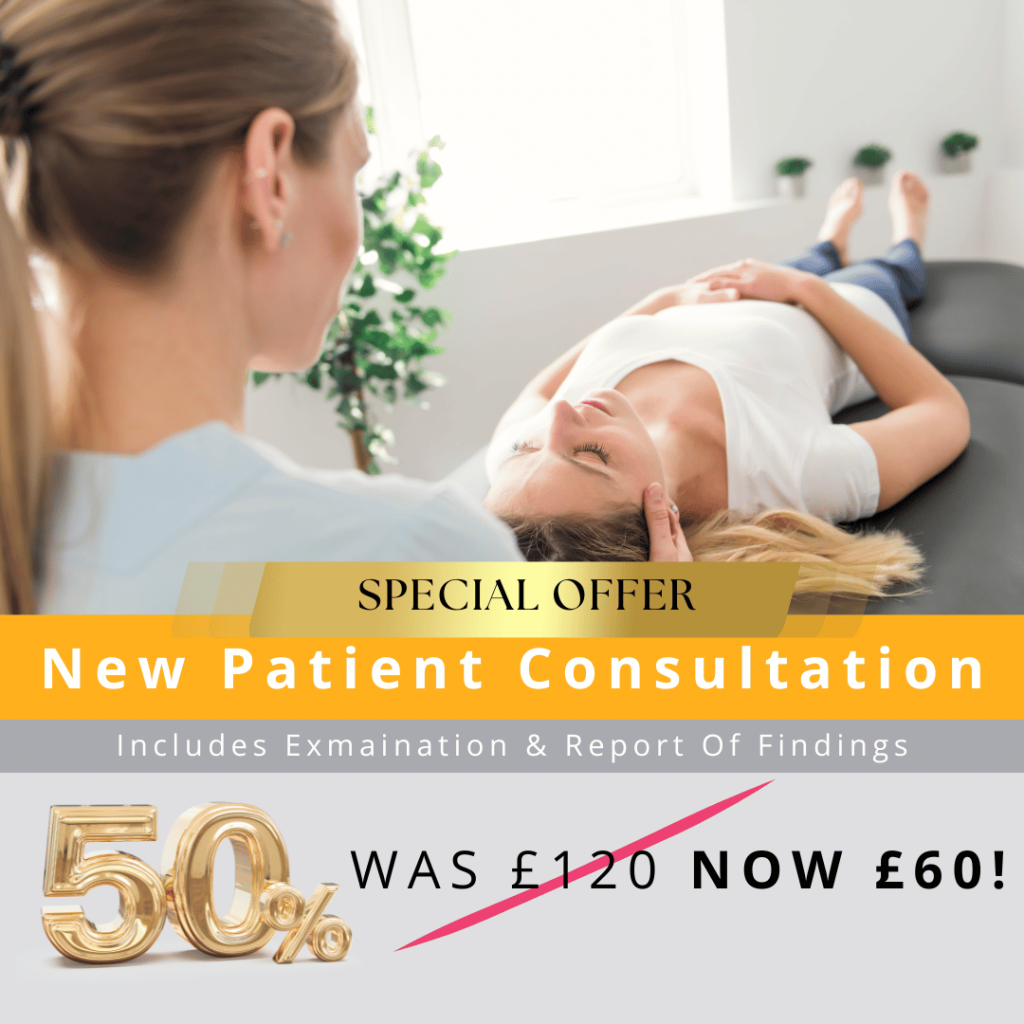 Chiropractor Westminster giving a new patient half price consultation to a lady.